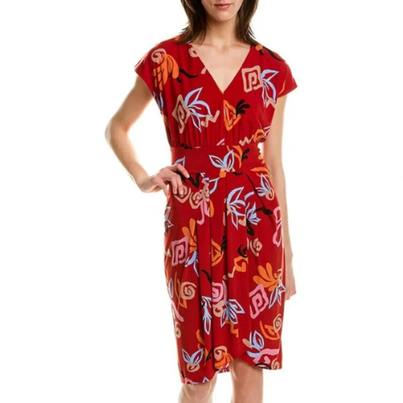 Donna Morgan Dresses & Skirts - NWT Donna Morgan Red Matte Jersey Midi Dress With Pleated Front (6)